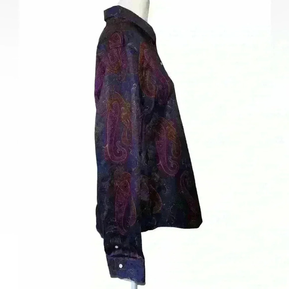 Womens Lauren Ralph Lauren Paisley Button Down Shirt Blouse Multi Color - Picture 4 of 15